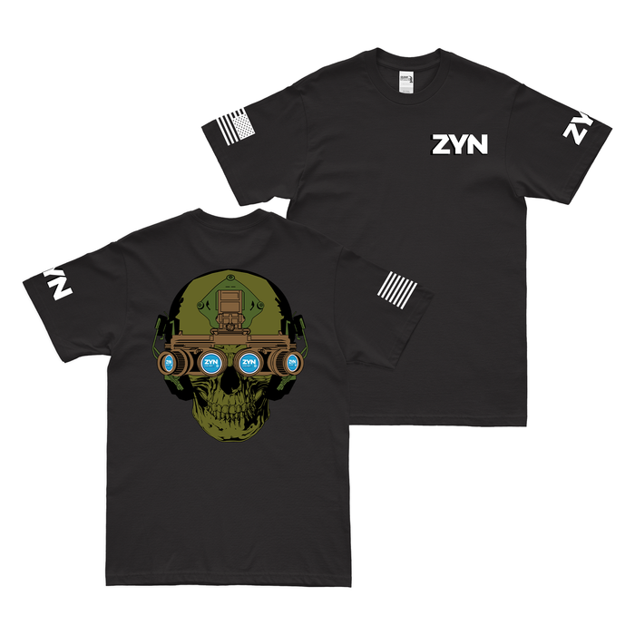 Zyn Special Forces Operator Skull T-Shirt Tactically Acquired Black Cool Mint 