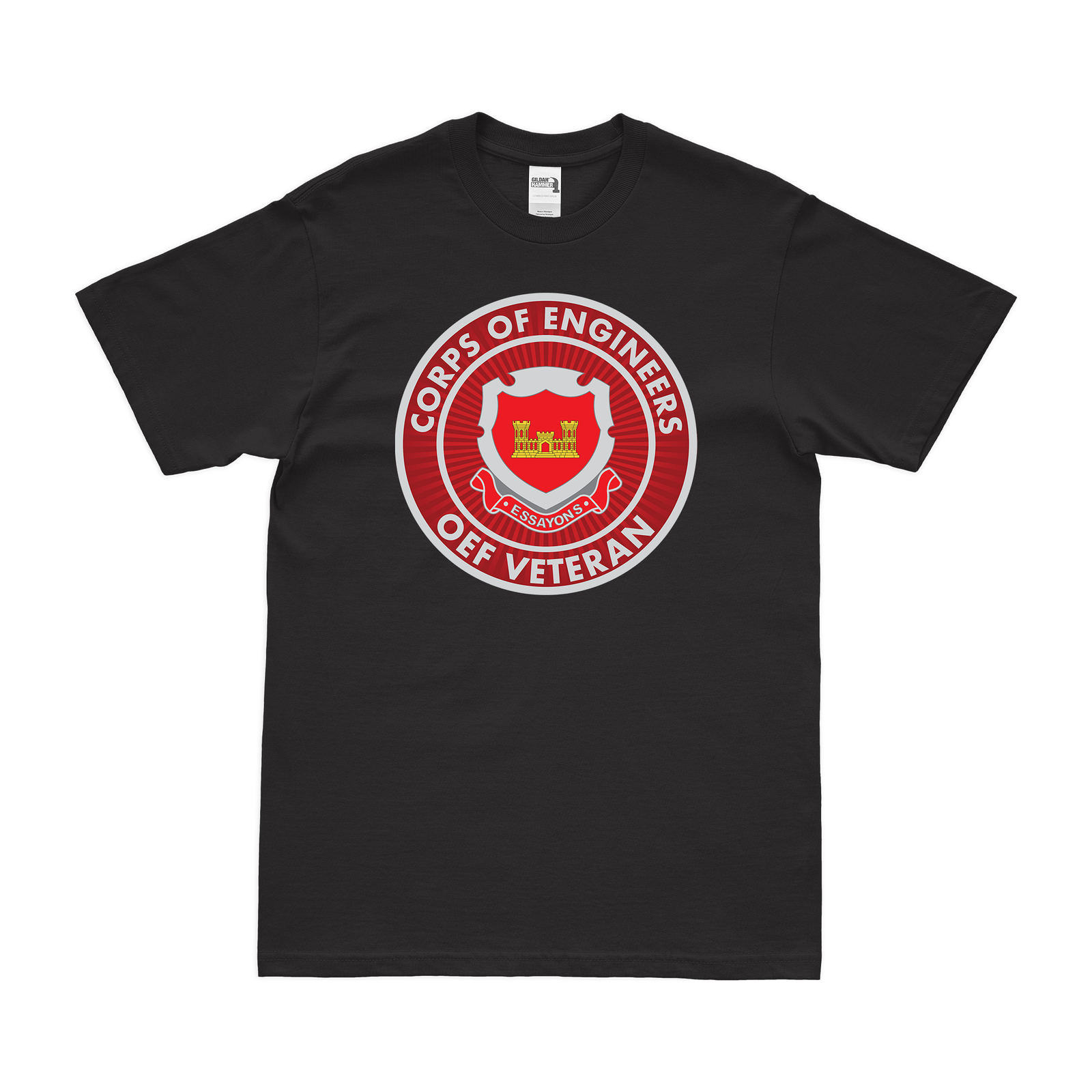 Corps of Engineers OEF Veteran T-Shirt Tactically Acquired Black Clean Small