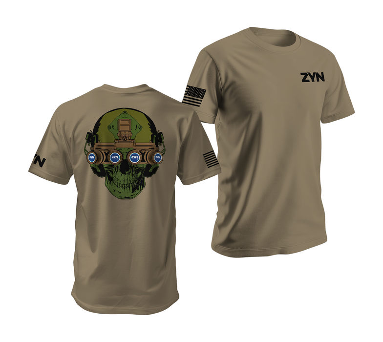 Zyn Special Forces Operator Skull T-Shirt Tactically Acquired Coyote Brown Small Peppermint