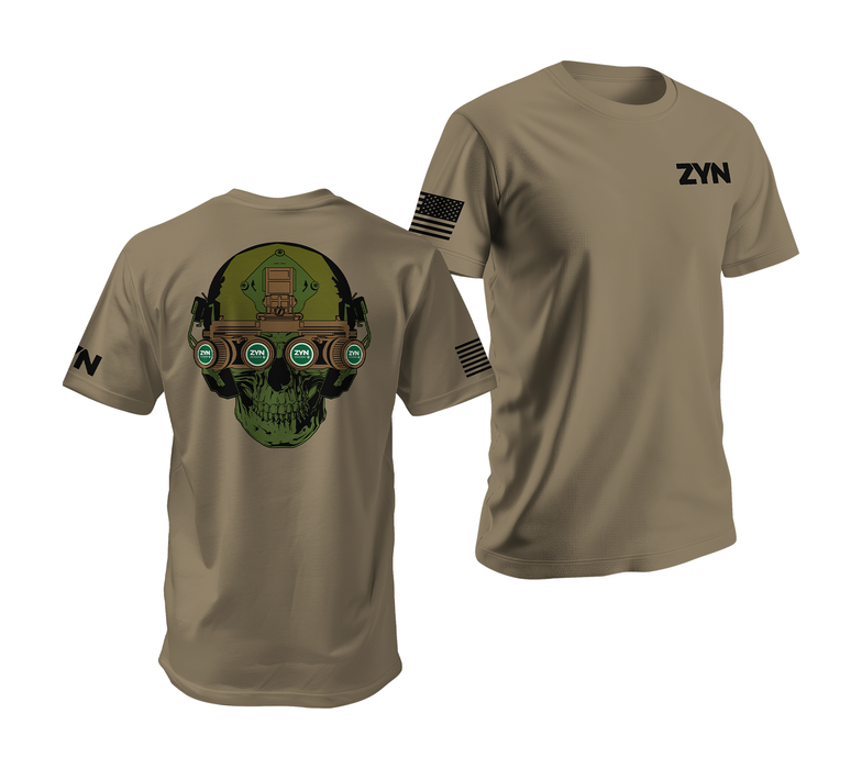 Zyn Special Forces Operator Skull T-Shirt Tactically Acquired Coyote Brown Small Wintergreen