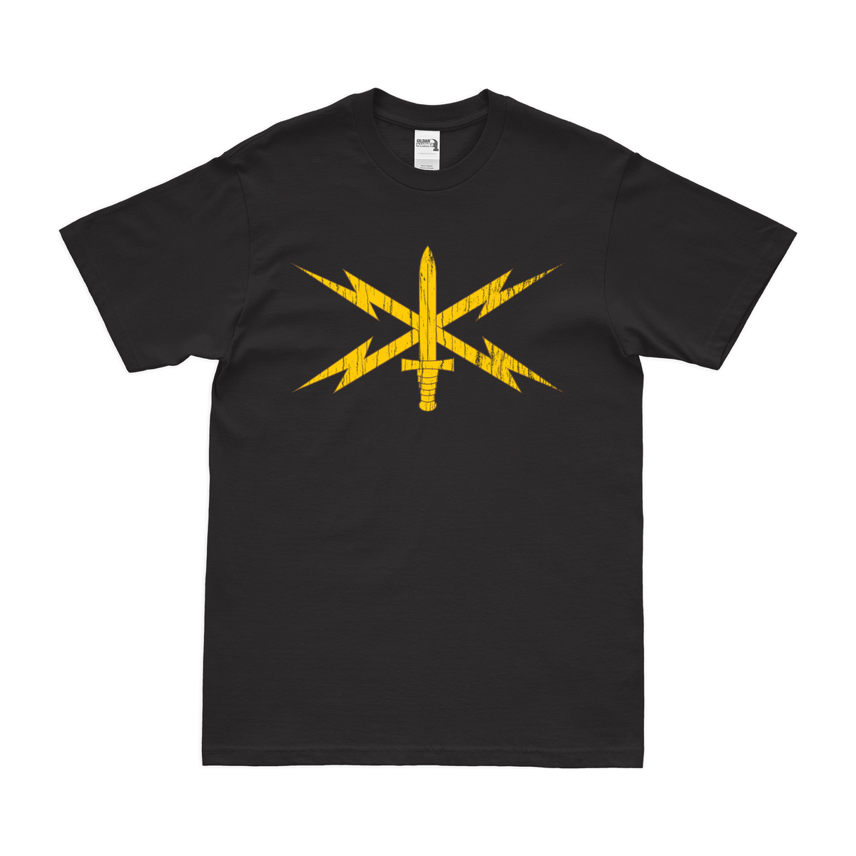 U.S. Army Cyber Corps Branch Insignia T-Shirt Tactically Acquired Black Distressed Small