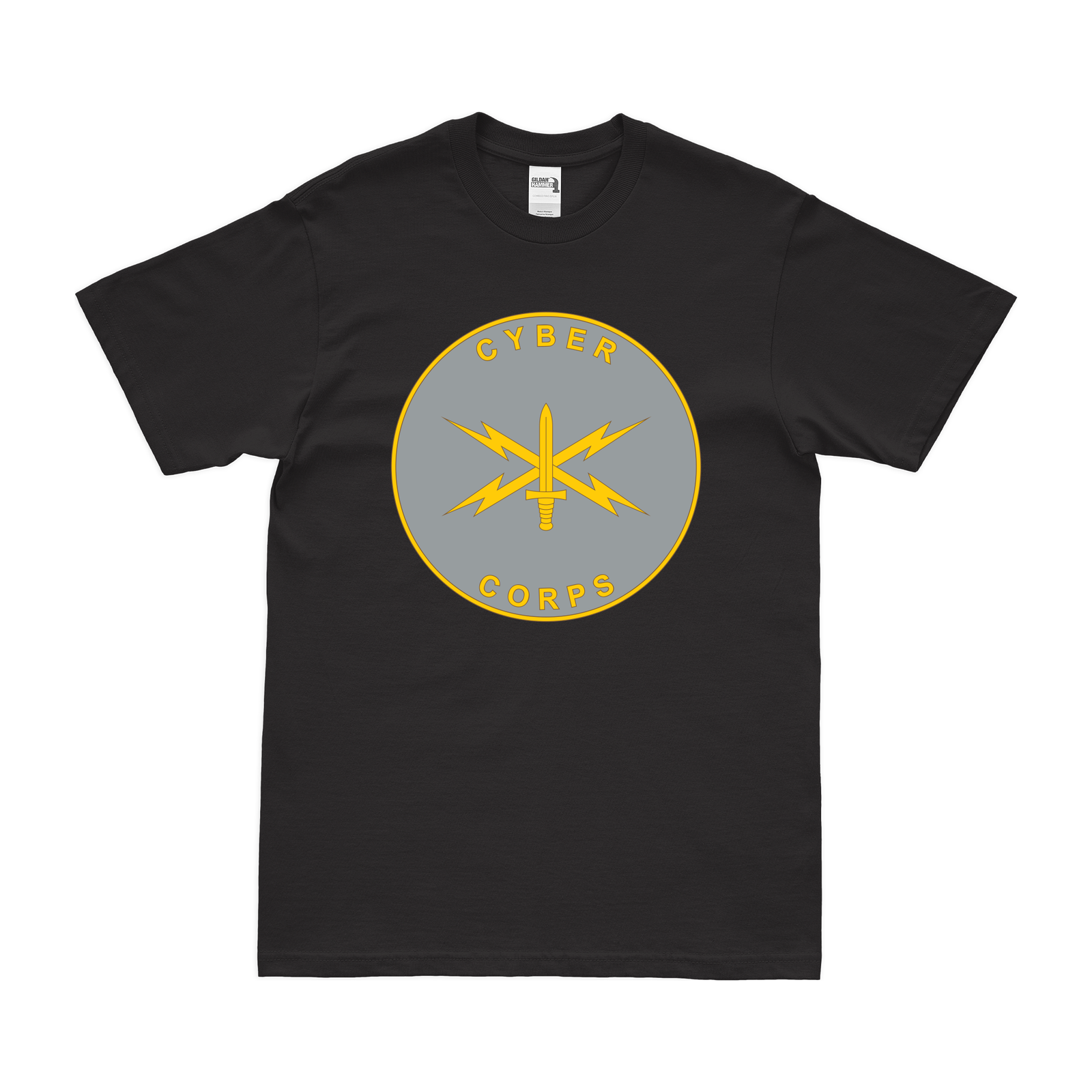 U.S. Army Cyber Corps Branch Plaque T-Shirt Tactically Acquired Black Clean Small