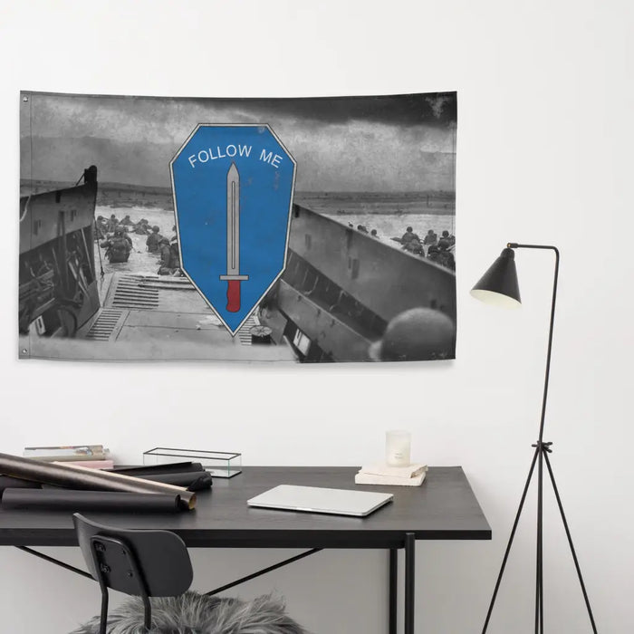 D-Day Omaha Beach, June 6, 1944 U.S. Army Infantry Indoor Wall Flag Tactically Acquired   