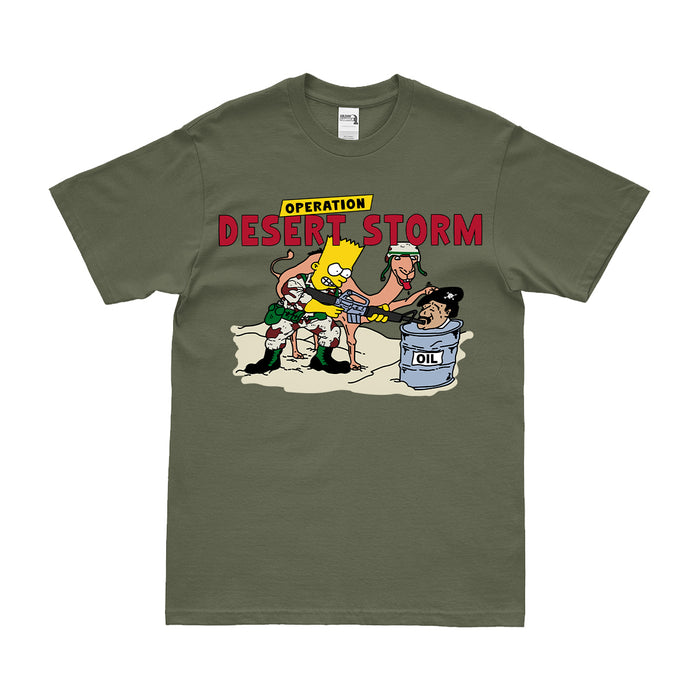 Vintage Rambart Operation Desert Storm Gulf War T-Shirt Tactically Acquired Military Green Small 