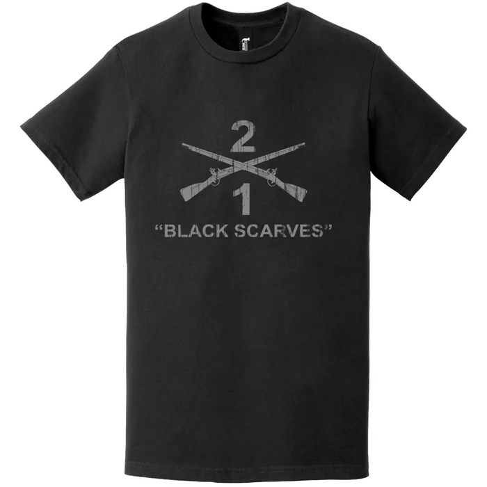 Distressed 1-2 Infantry Regiment "Black Scarves" Rifles T-Shirt Tactically Acquired   