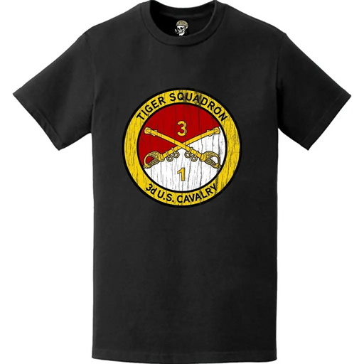 Distressed 1-3 Cavalry Regiment "Tiger Squadron" Logo Emblem T-Shirt Tactically Acquired   