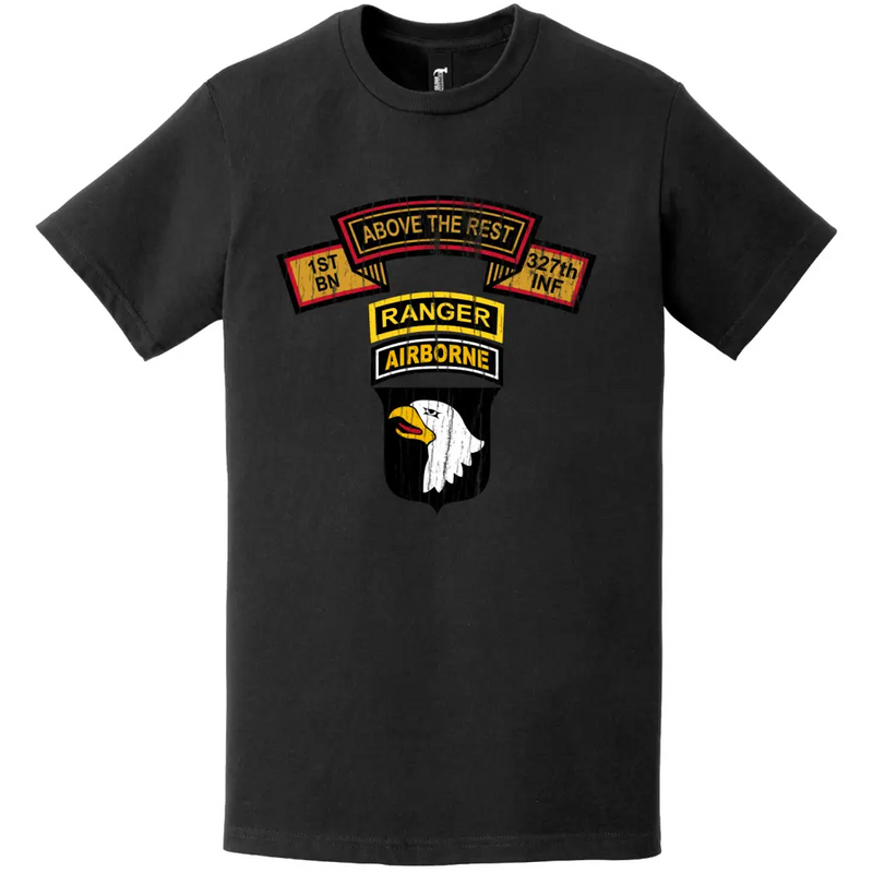 Distressed 1-327 Infantry Regiment 101st Airborne Ranger Tab T-Shirt