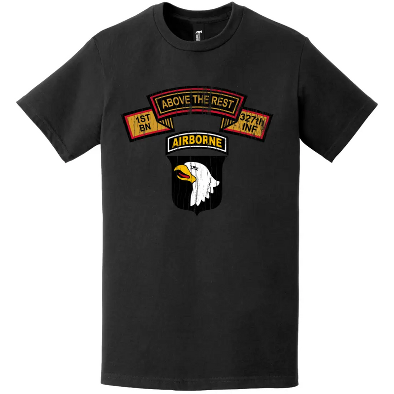 Distressed 1-327 Infantry Regiment 101st Airborne SSI Crest T-Shirt