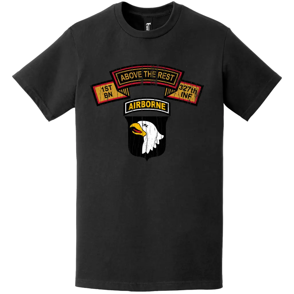 Distressed 1-327 Infantry Regiment 101st Airborne SSI Crest T-Shirt Tactically Acquired   