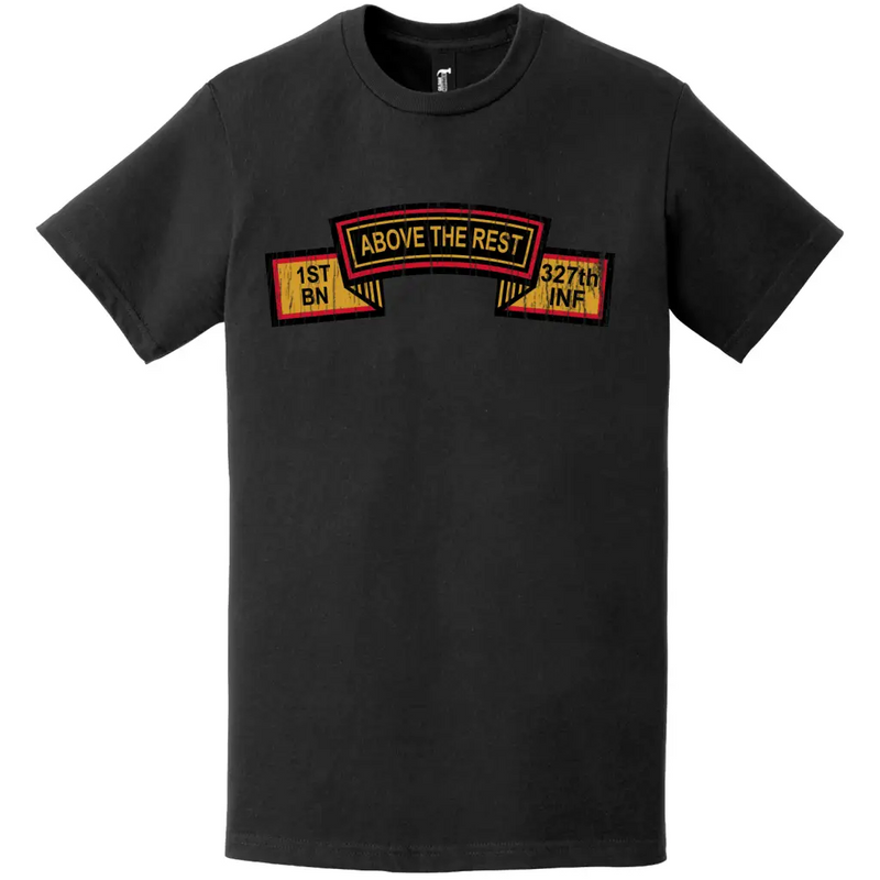 Distressed 1-327 Infantry Regiment 'Above the Rest' Tab Logo T-Shirt