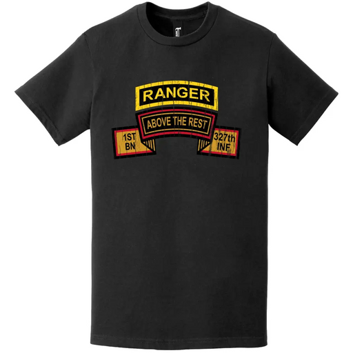 Distressed 1-327 Infantry Regiment Ranger Tab Logo T-Shirt Tactically Acquired   