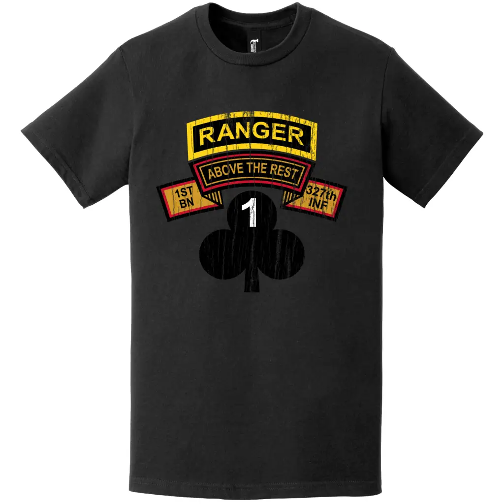 Distressed 1-327 IR 'Above the Rest' Ranger Tab Logo T-Shirt Tactically Acquired   