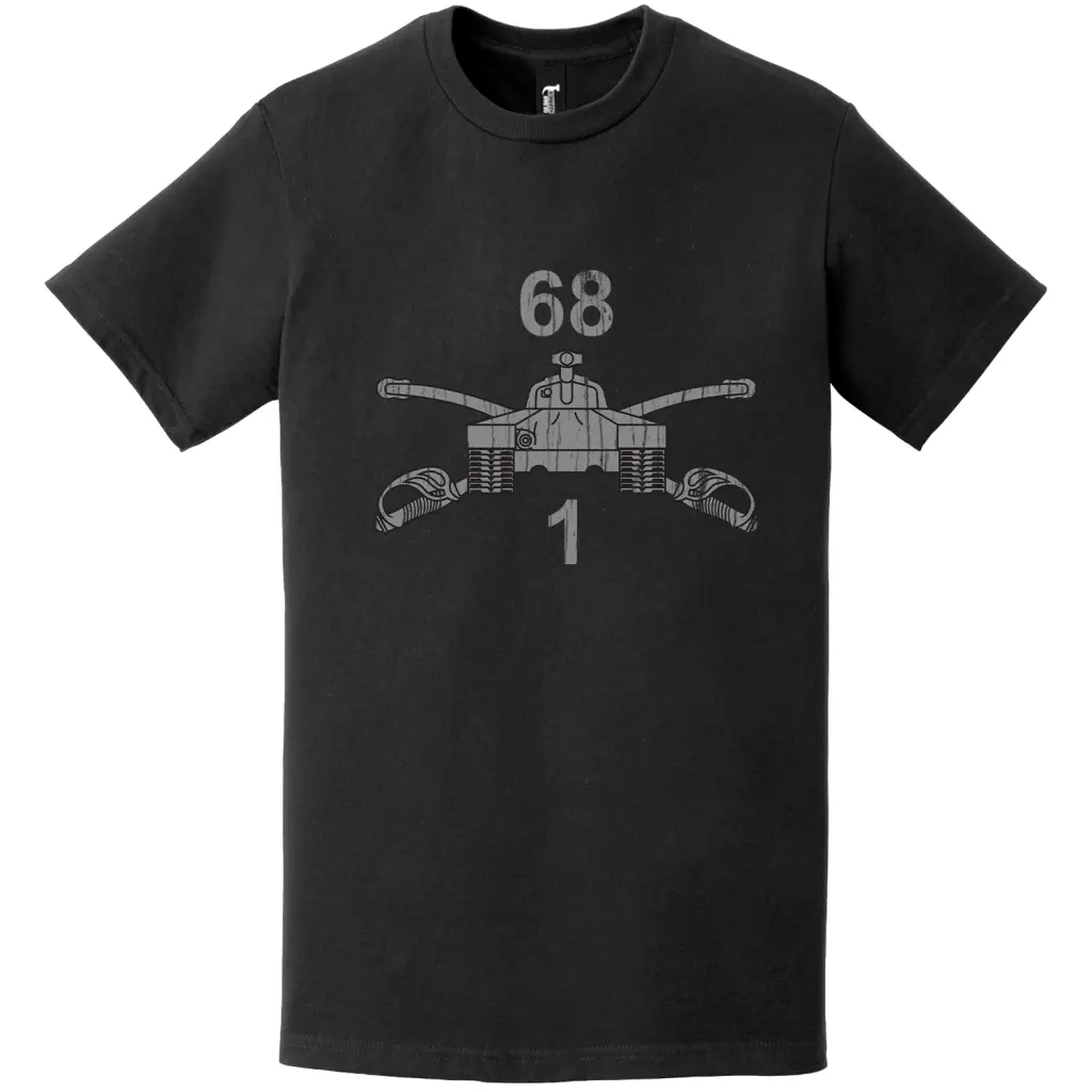 Distressed 1-68 Armor Regiment Branch Logo Emblem T-Shirt Tactically Acquired   