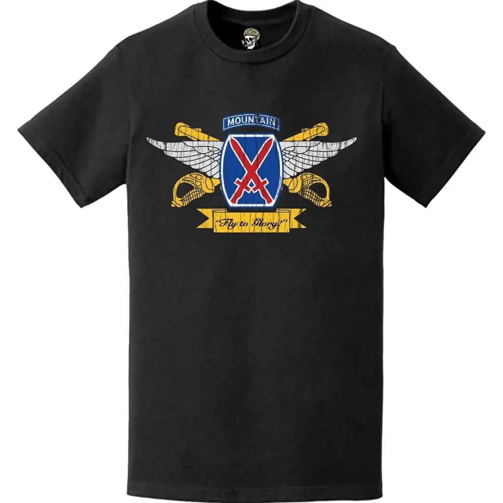 Distressed 10th Combat Aviation Brigade (10th CAB) 'Fly to Glory' Emblem Logo T-Shirt Tactically Acquired   