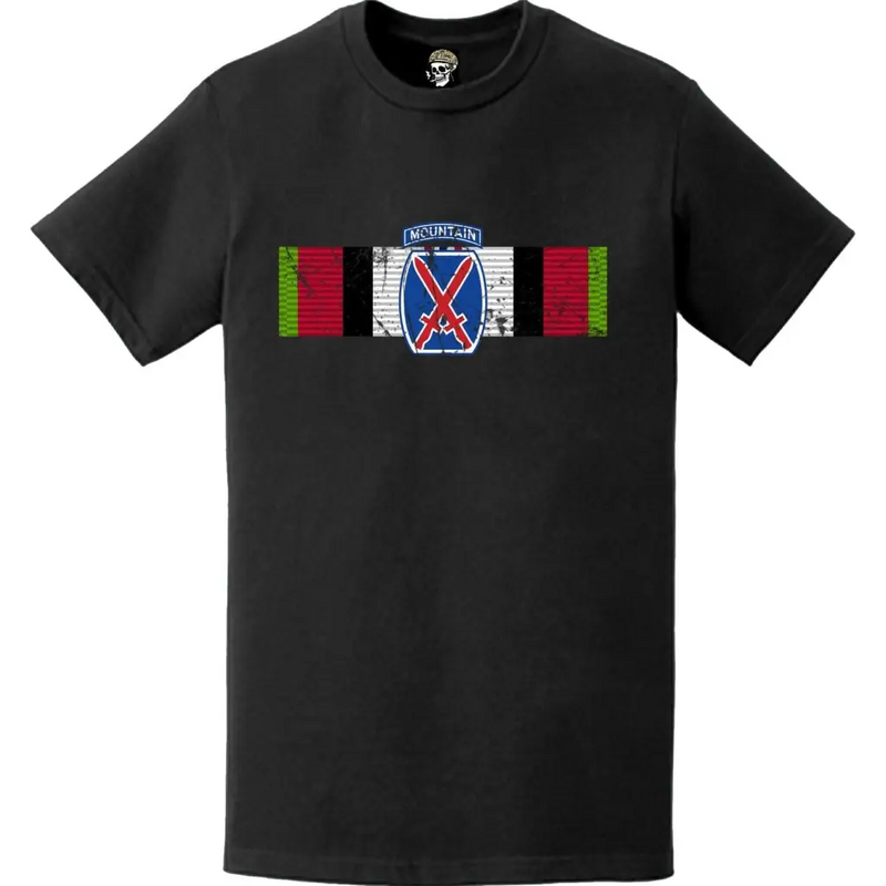 Distressed 10th Mountain Division Afghanistan Campaign Ribbon OEF T-Shirt