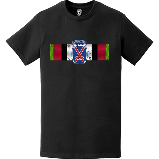 Distressed 10th Mountain Division Afghanistan Campaign Ribbon OEF T-Shirt Tactically Acquired   