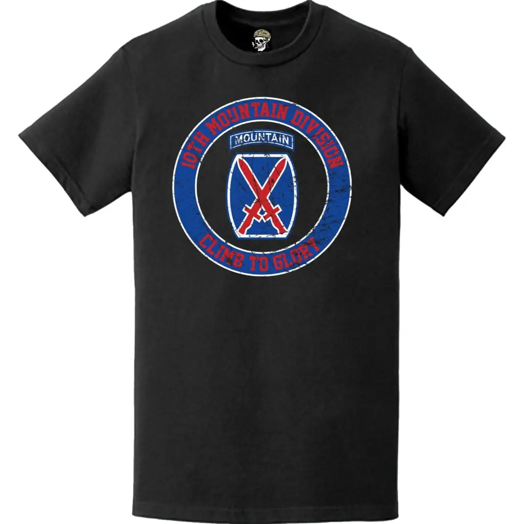 Distressed 10th Mountain Division "Climb to Glory" Crest T-Shirt Tactically Acquired   