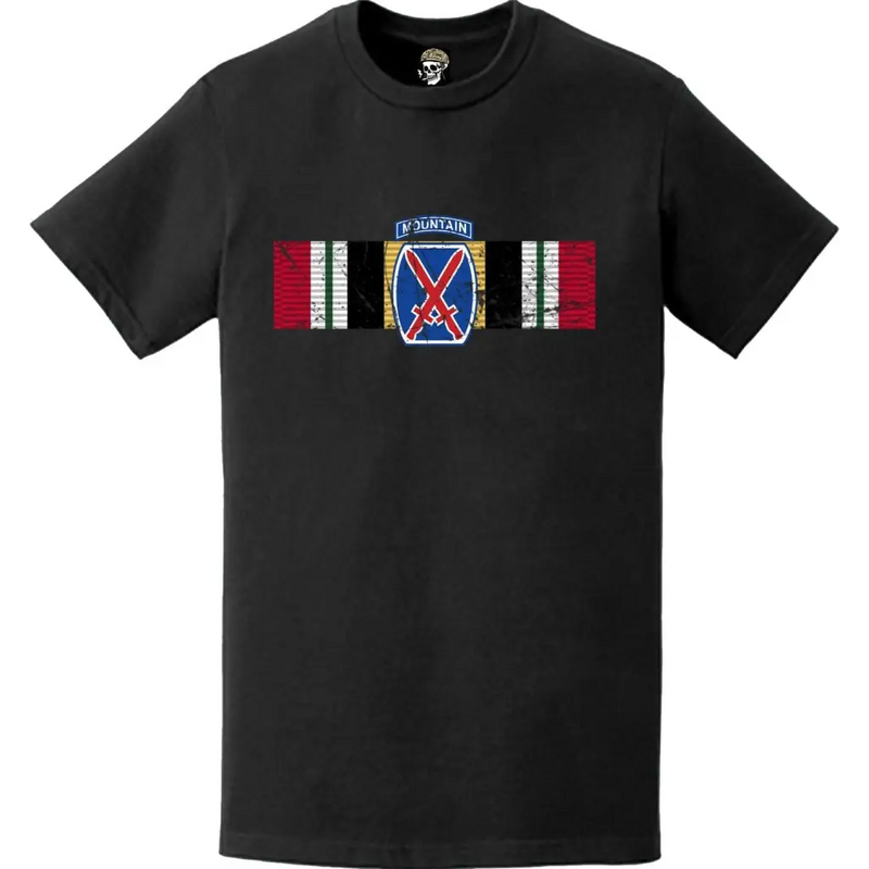 Distressed 10th Mountain Division Iraq War Campaign Ribbon T-Shirt