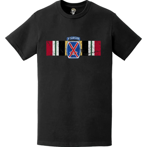 Distressed 10th Mountain Division Iraq War Campaign Ribbon T-Shirt Tactically Acquired   