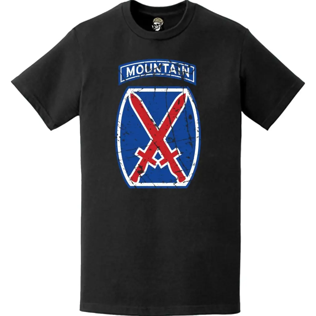 Distressed 10th Mountain Division SSI Logo T-Shirt Tactically Acquired   