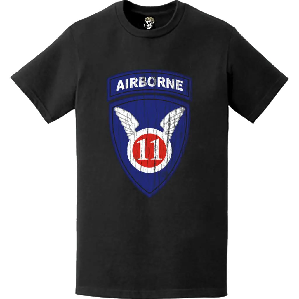 Distressed 11th Airborne Division SSI Logo Emblem T-Shirt Tactically Acquired   