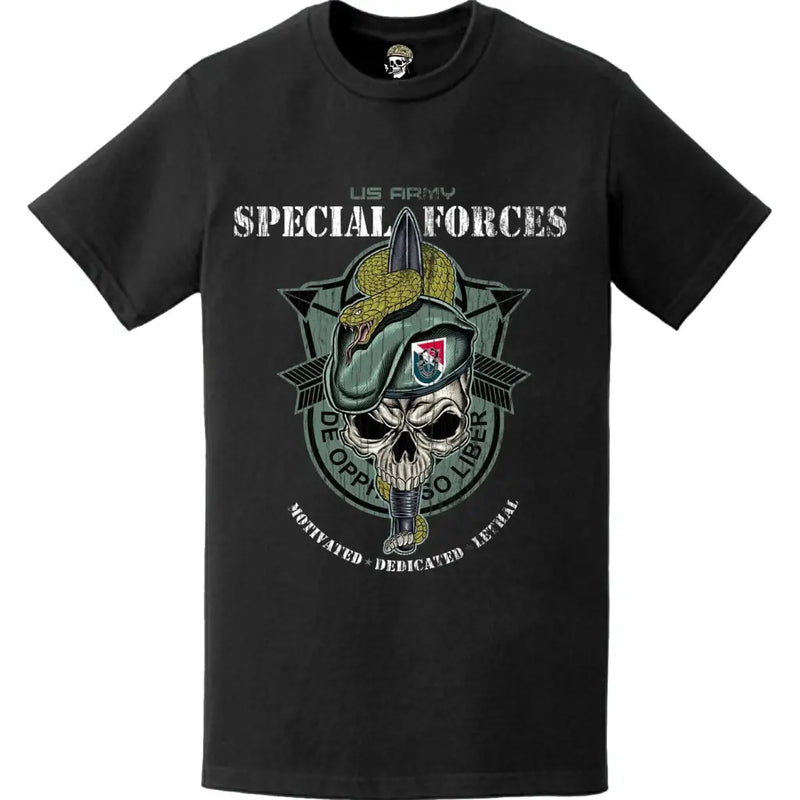 Distressed 11th Special Forces Group 'Quiet Professionals' Snake Eaters Skull T-Shirt - Honoring the Elite 11th SFG(A)