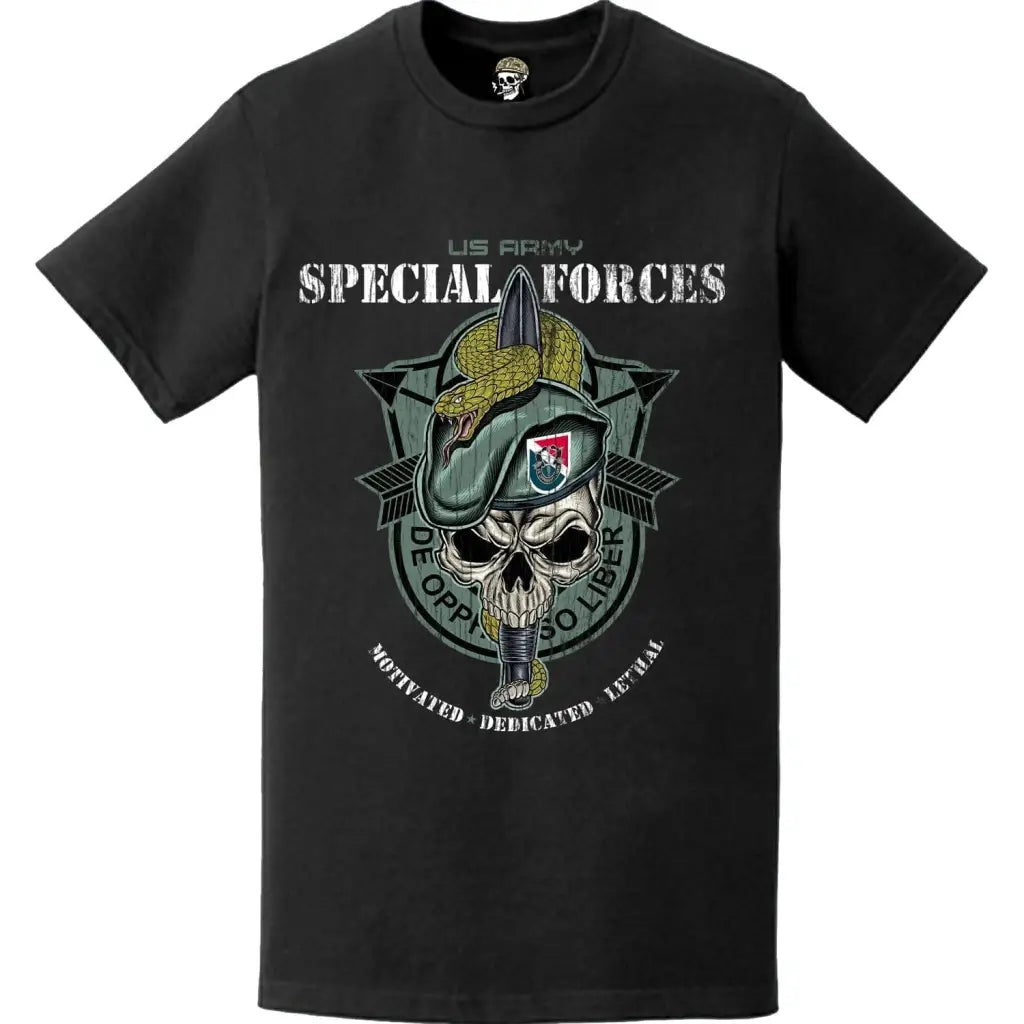 Distressed 11th Special Forces Group 'Quiet Professionals' Snake Eaters Skull T-Shirt - Honoring the Elite 11th SFG(A) Tactically Acquired   