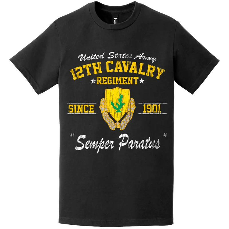 Distressed 12th Cavalry Regiment Since 1901 Unit Legacy T-Shirt
