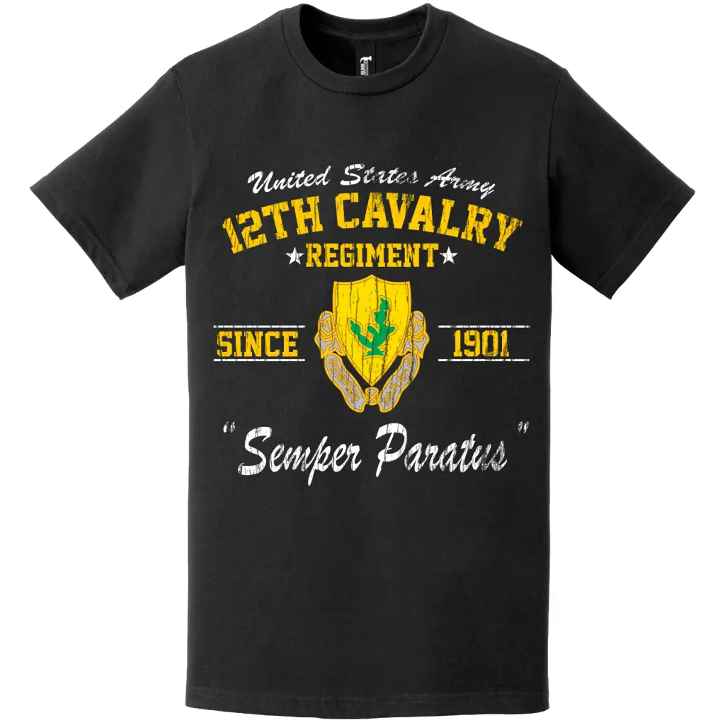 Distressed 12th Cavalry Regiment Since 1901 Unit Legacy T-Shirt Tactically Acquired   