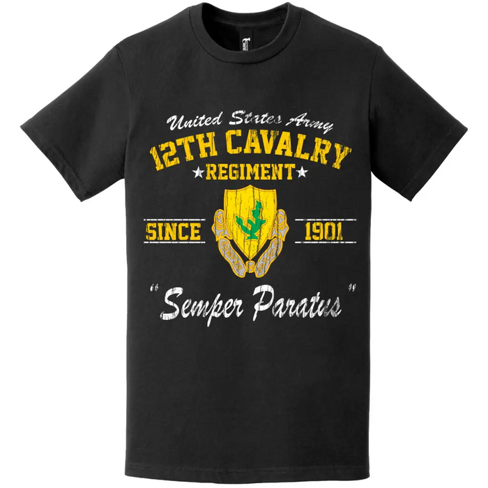 Distressed 12th Cavalry Regiment Since 1901 Unit Legacy T-Shirt Tactically Acquired   