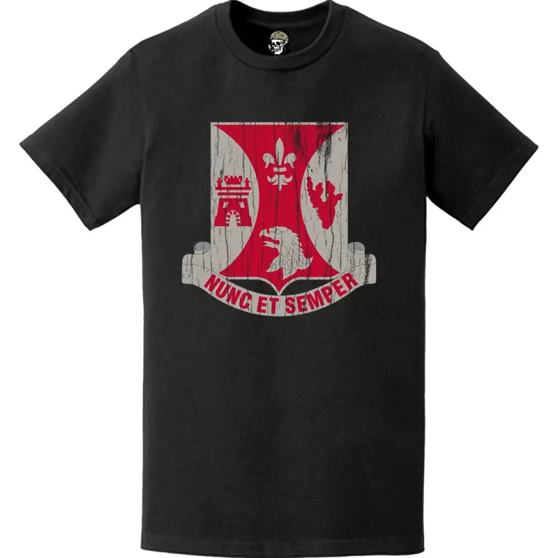 Distressed 132nd Engineer Battalion Logo Emblem T-Shirt