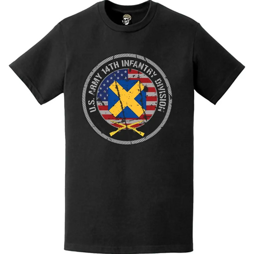 Distressed 14th Infantry Division (14th ID) American Flag Crest T-Shirt Tactically Acquired   