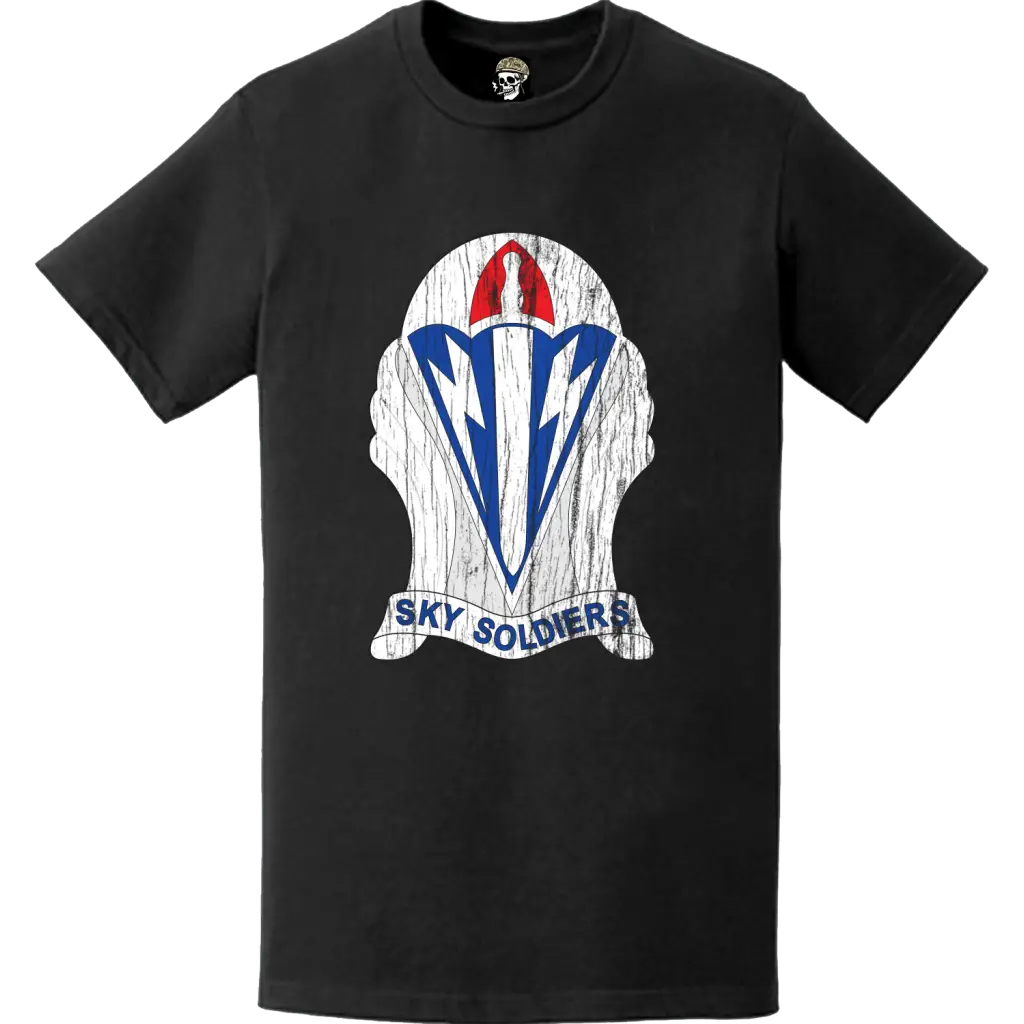 Distressed 173rd Airborne Brigade "Sky Soldiers" DUI Logo T-Shirt Tactically Acquired   
