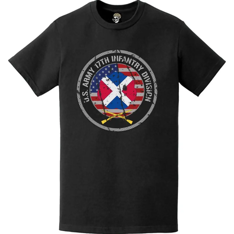 Distressed 17th Infantry Division (17th ID) American Flag Crest T-Shirt