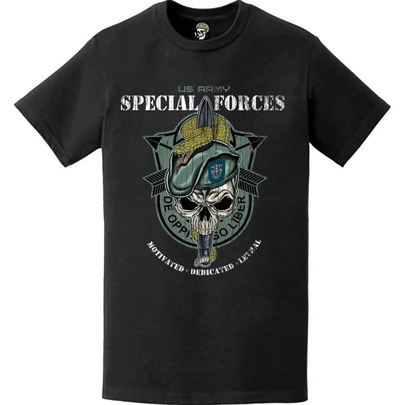 Distressed 19th Special Forces Group 'Quiet Professionals' Snake Eaters Skull T-Shirt - Honoring the Elite 19th SFG(A)