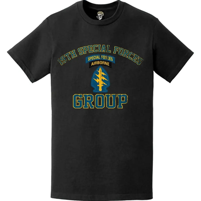 Distressed 19th Special Forces Group (19th SFG) Tab T-Shirt Tactically Acquired   