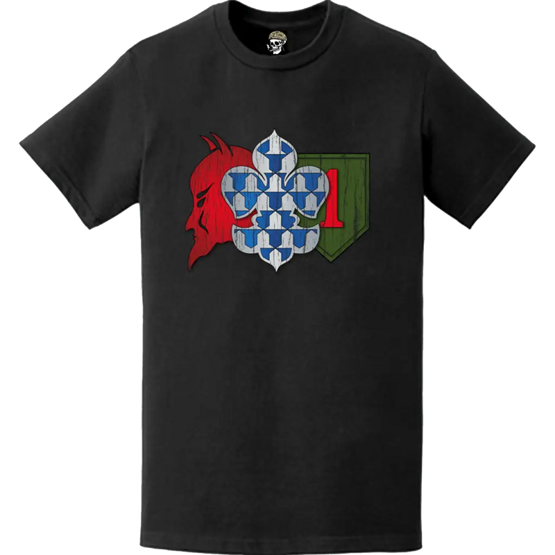 Distressed 1st Brigade Combat Team (1st BCT) 1st Infantry Division "Devil Brigade" Logo T-Shirt