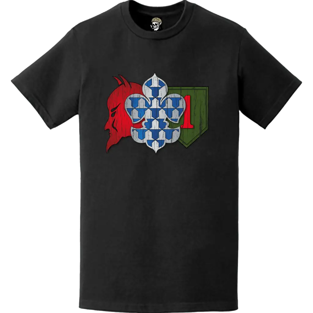 Distressed 1st Brigade Combat Team (1st BCT) 1st Infantry Division "Devil Brigade" Logo T-Shirt Tactically Acquired   