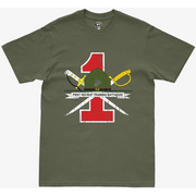 Distressed 1st RTB Military Green T-Shirt Tactically Acquired   