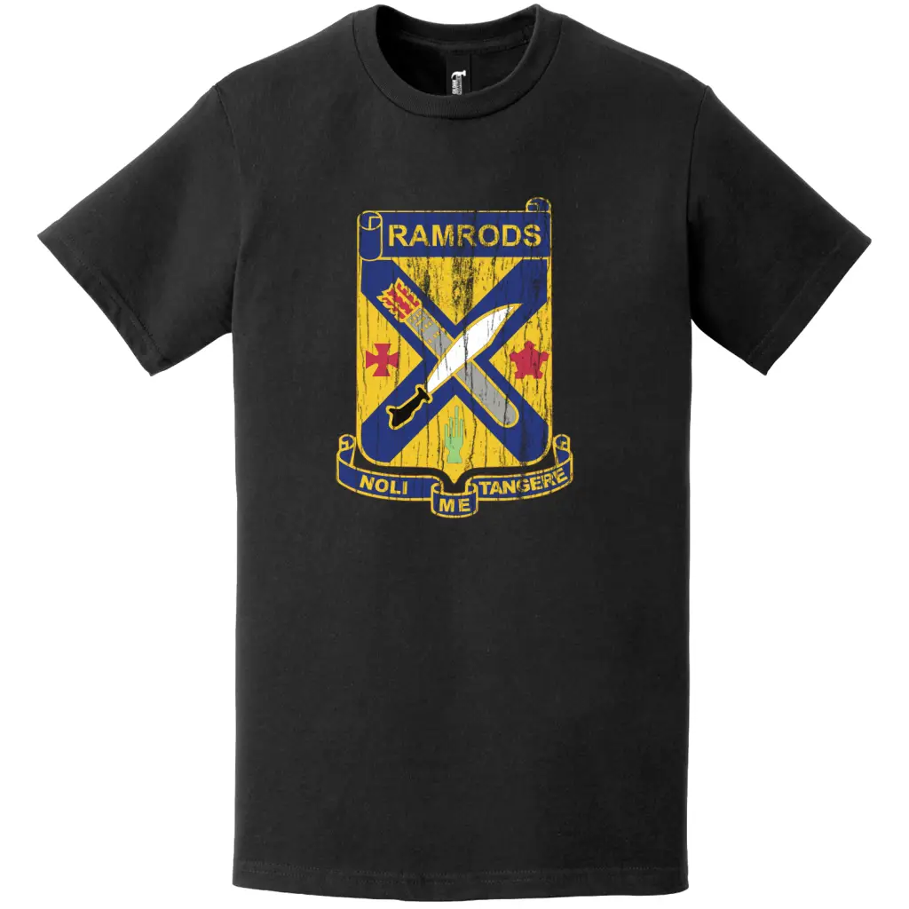 Distressed 2-2 Infantry "Ramrods" Logo Emblem Crest T-Shirt Tactically Acquired   