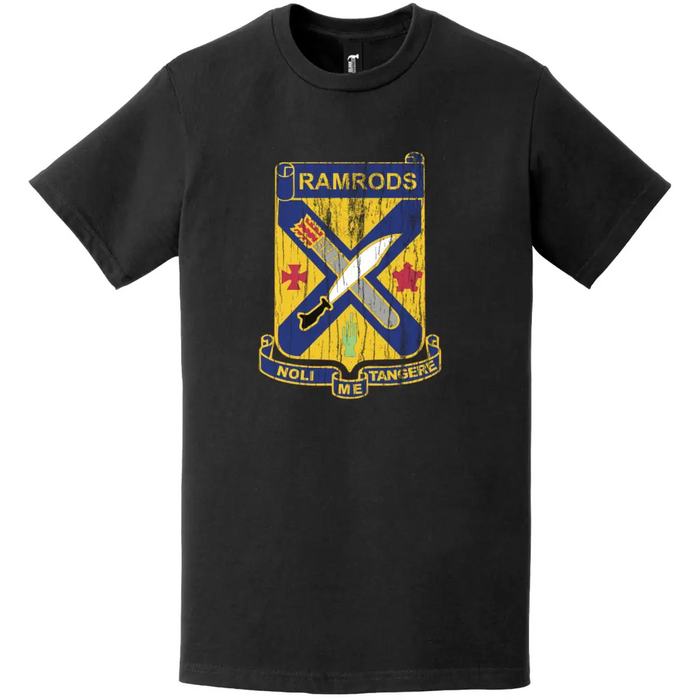 Distressed 2-2 Infantry "Ramrods" Logo Emblem Crest T-Shirt Tactically Acquired   