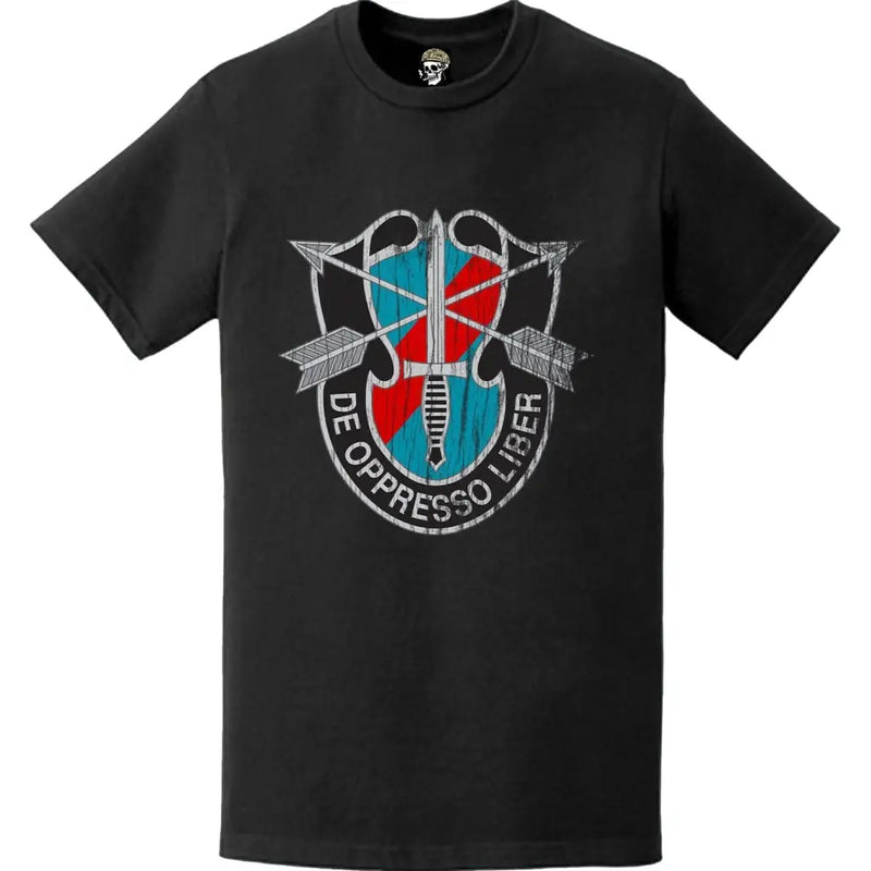 Distressed 20th Special Forces Group De Oppresso Logo T-Shirt