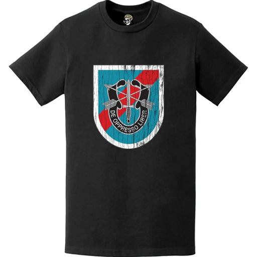 Distressed 20th Special Forces Group (20th SFG) Beret Flash T-Shirt Tactically Acquired   