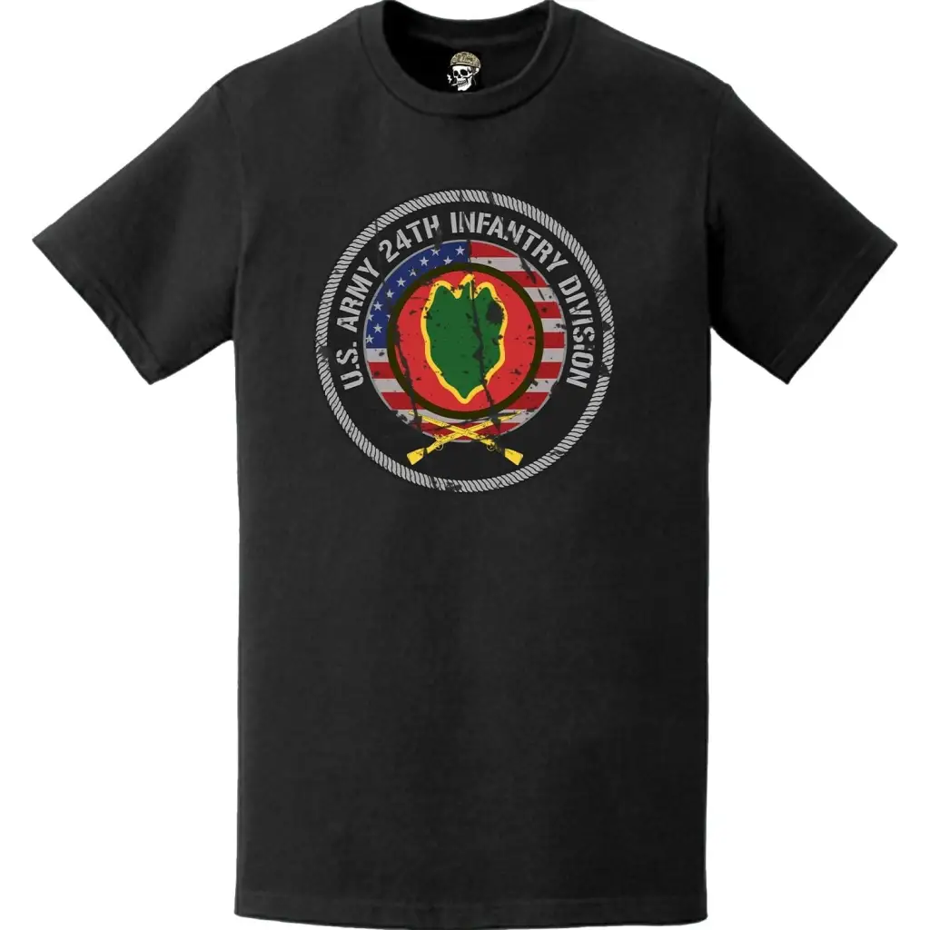 Distressed 24th Infantry Division (24th ID) Crossed Infantry Rifles T-Shirt Tactically Acquired   