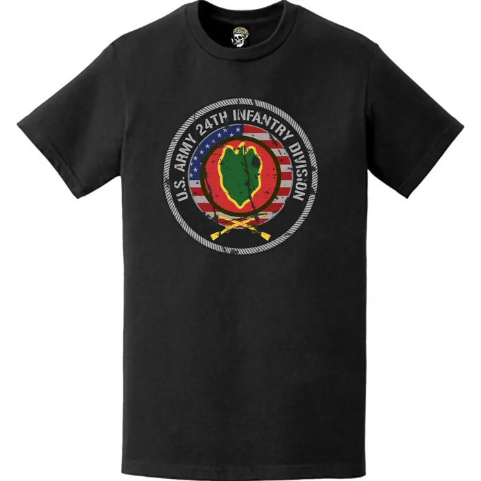 Distressed 24th Infantry Division (24th ID) Crossed Infantry Rifles T-Shirt Tactically Acquired   