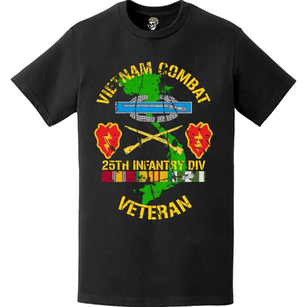 Distressed 25th Infantry Division (25th ID) Vietnam Combat Veteran T-Shirt Tactically Acquired   