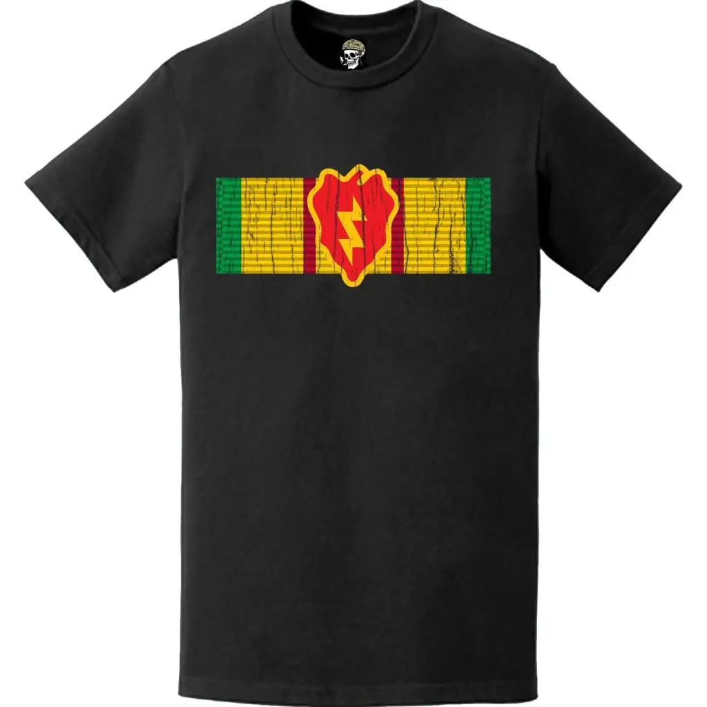 Distressed 25th Infantry Division Vietnam War Service Ribbon Veteran T-Shirt Tactically Acquired   