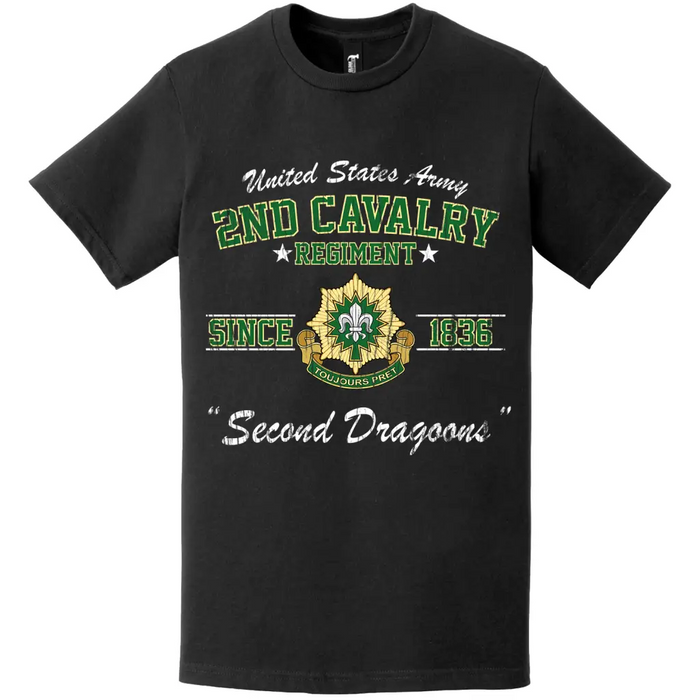 Distressed 2nd Cavalry Regiment Since 1836 Legacy T-Shirt Tactically Acquired   