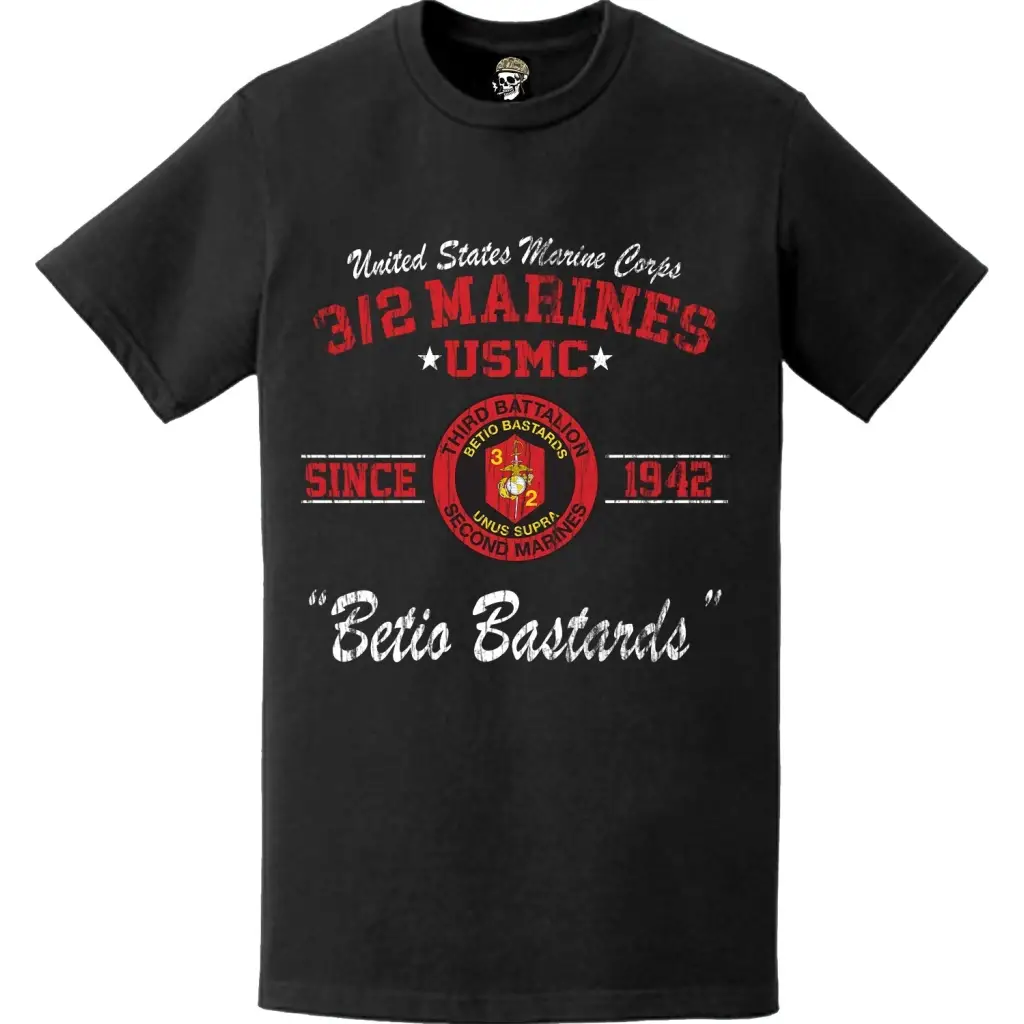 Distressed 3/2 Marines Since 1942 USMC Unit Legacy T-Shirt Tactically Acquired   
