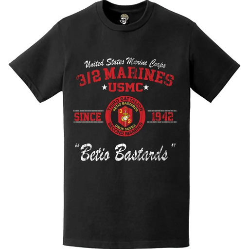 Distressed 3/2 Marines Since 1942 USMC Unit Legacy T-Shirt Tactically Acquired   